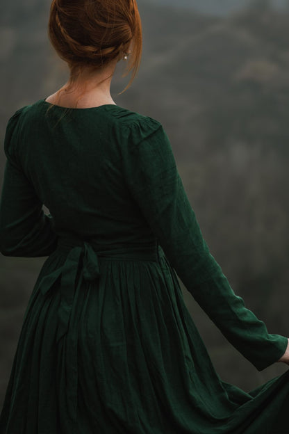 Spring Green Linen Midi Dress C3954 YLISTYLE Spring Green Linen Midi Dress C3954 YLISTYLE