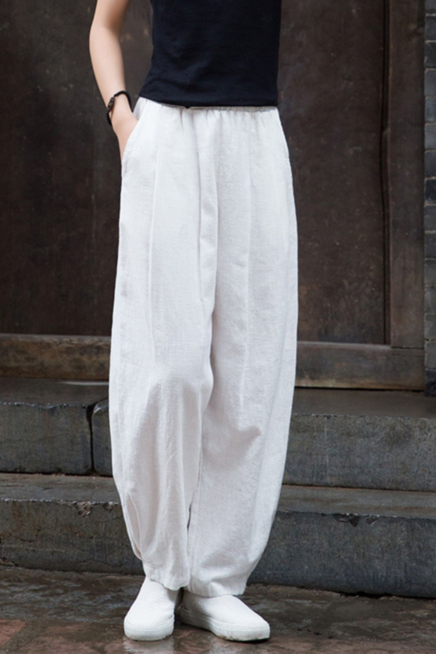 spring and autumn cotton and linen lantern pants L0611