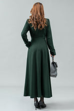 Load image into Gallery viewer, Green maxi winter wool dress women C4443
