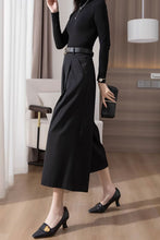 Load image into Gallery viewer, Black summer wide leg pants women C3506
