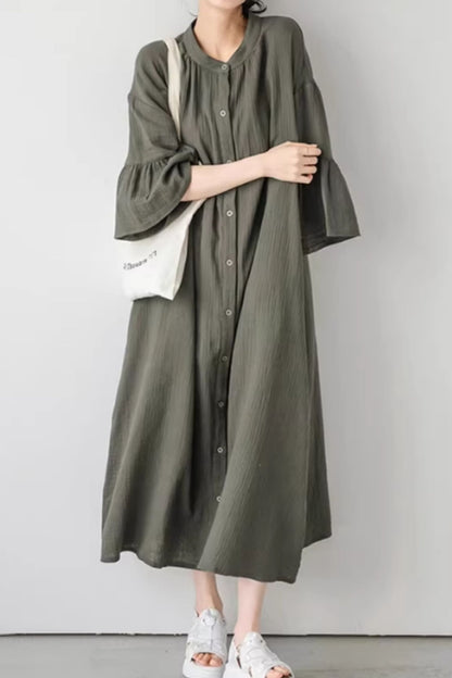 Plus size cotton spring shirt dress women C5429