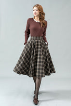 Load image into Gallery viewer, Plaid winter skater wool skirt women C4451
