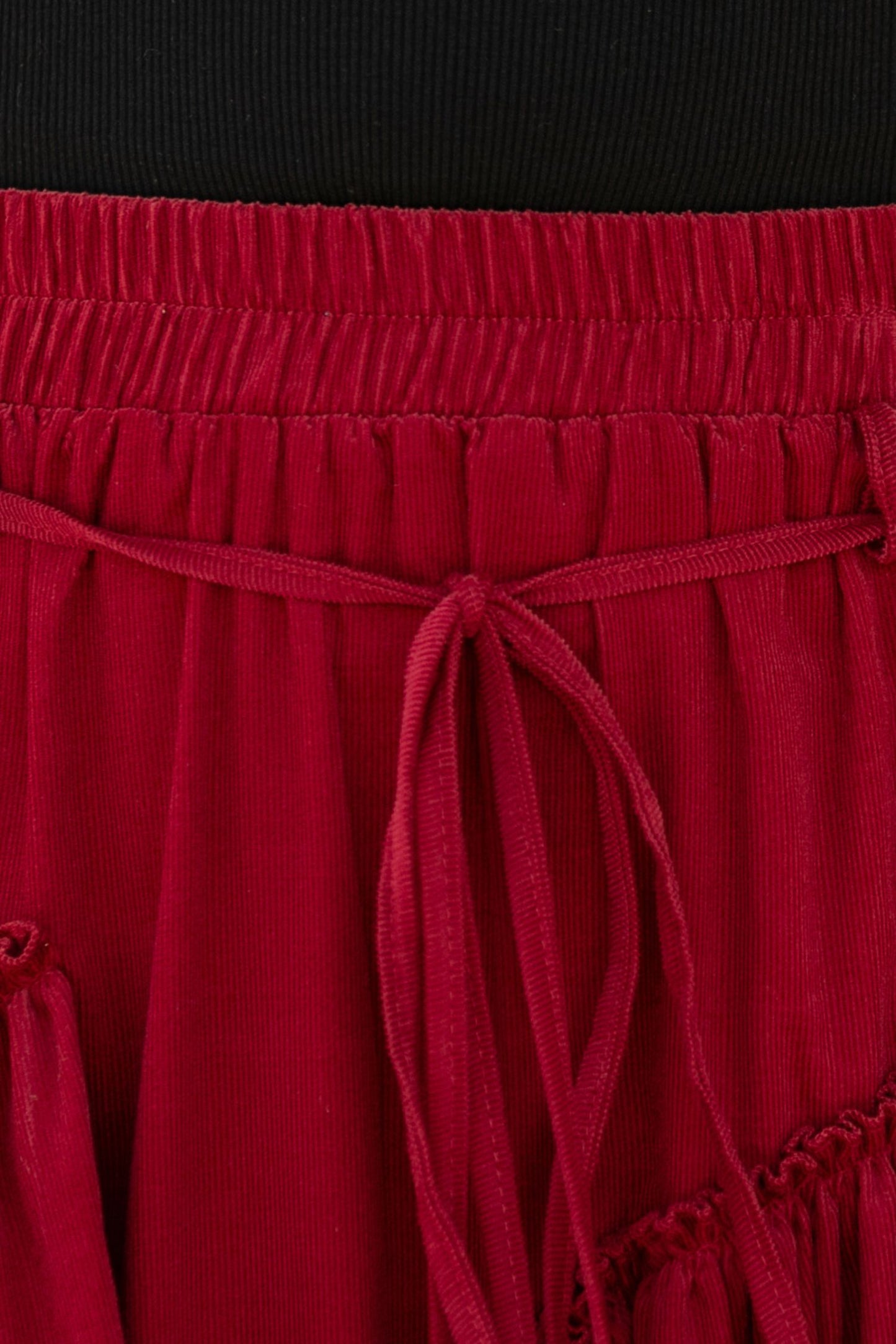 Red Corduroy Maxi Skirt – Elastic Waist Handmade Cotton Boho Skirt, Ylistyle C5441
