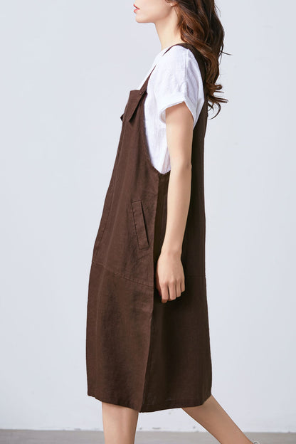 Women Casual Linen Vest Dress Strap Dress  C1700