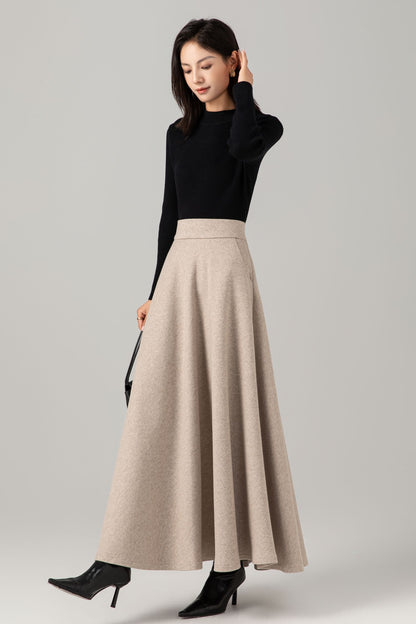 Maxi elegant winter wool skirt women C5274
