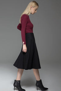 Black Skater womens winter wool skirt C768