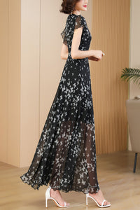 black floral dress women summer C4090