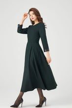 Load image into Gallery viewer, Womens Winter Green Midi Wool Dress C3682
