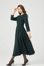 Load image into Gallery viewer, Womens Winter Green Midi Wool Dress C4325
