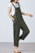 Load image into Gallery viewer, Summer green linen jumpsuit women C1697
