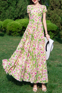 Chiffon floral women dress C3990