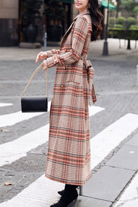 Women's Autumn and winter plaid wool coat C4255