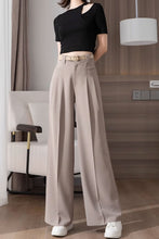 Load image into Gallery viewer, Khaki Wide Leg Long Pant with Pockets C3505
