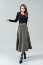 Load image into Gallery viewer, Plaid midi a line wool skirt C4446
