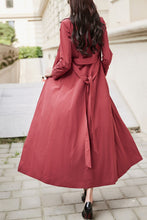 Load image into Gallery viewer, Burgundy women spring and autumn trench coat C4201
