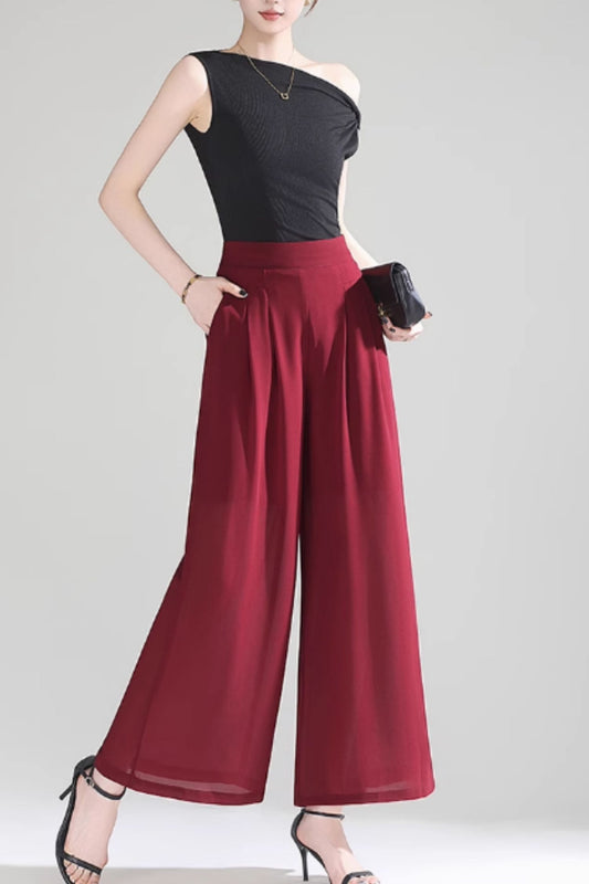 Loose fitting wide leg summer pants women C5025