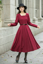 Load image into Gallery viewer, Red classic winter wool dress women C4500
