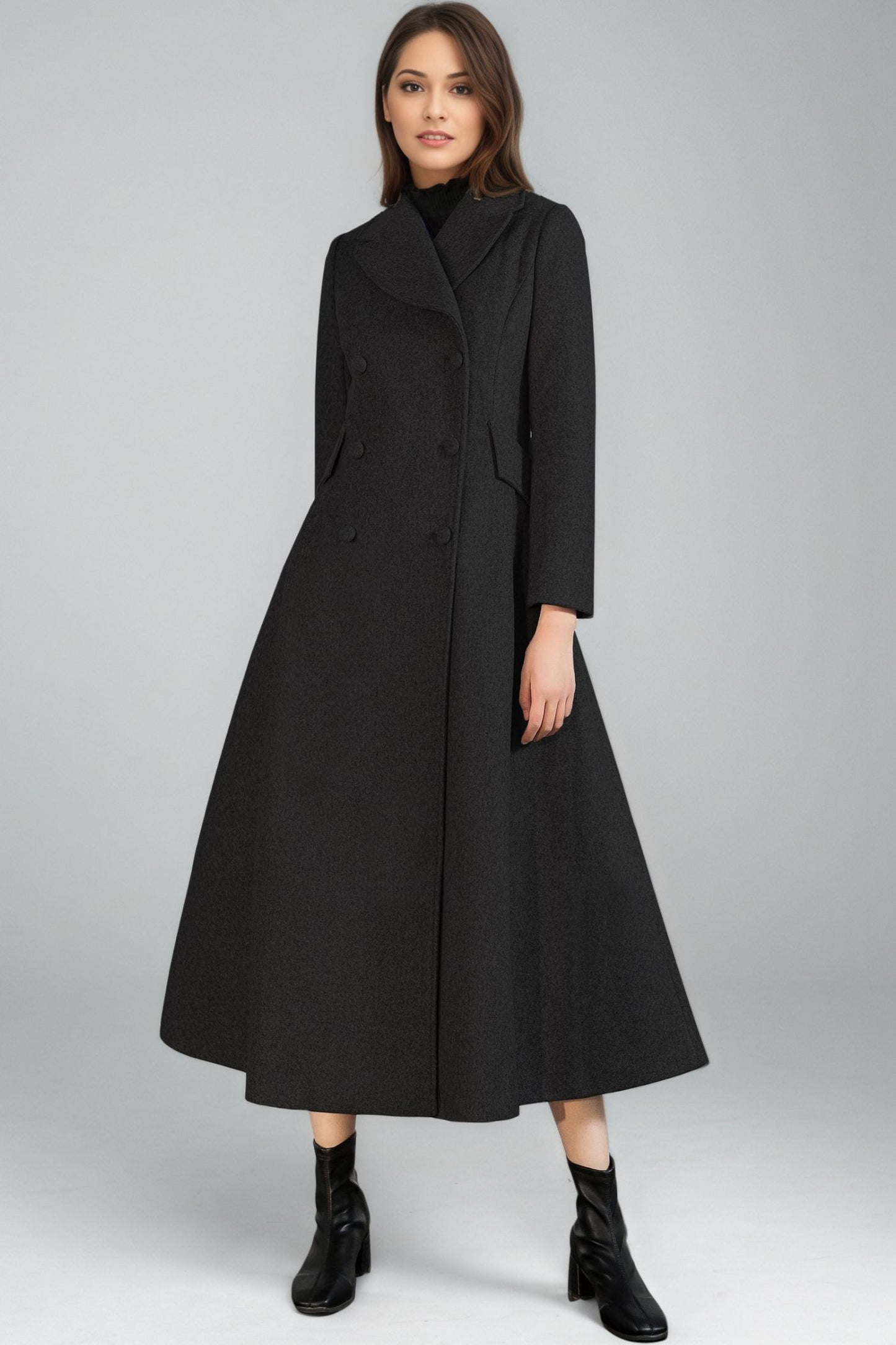 Women Vintage Inspired Long Wool Princess Coat C5132