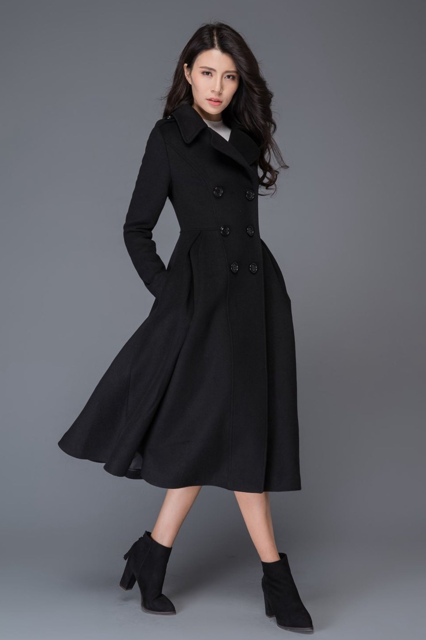 Double Breasted Maxi Wool Coat C1019