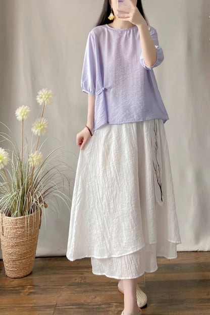 Loose fitting casual summer linen blouse C5052