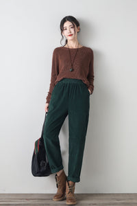 Baggy wide leg corduroy pants women C4342