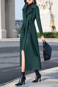 winter double-breasted long wool coat C4147