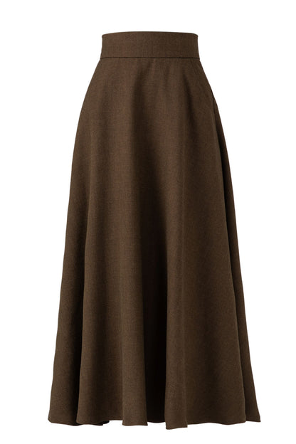 A-Line Maxi elegant wool skirt women C5273
