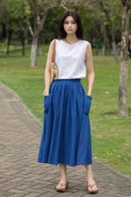 Load image into Gallery viewer, Linen Midi women A-line skirt C4017
