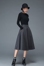 Load image into Gallery viewer, 50S A line midi wool skirt for women C1193
