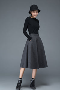 50S A line midi wool skirt for women C1193