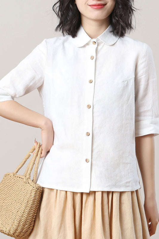 Women's White Linen Shirt C3280