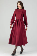 Load image into Gallery viewer, Burgundy Fit and Flare Dress C3608
