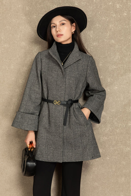 Casual winter short wool coat women C4487