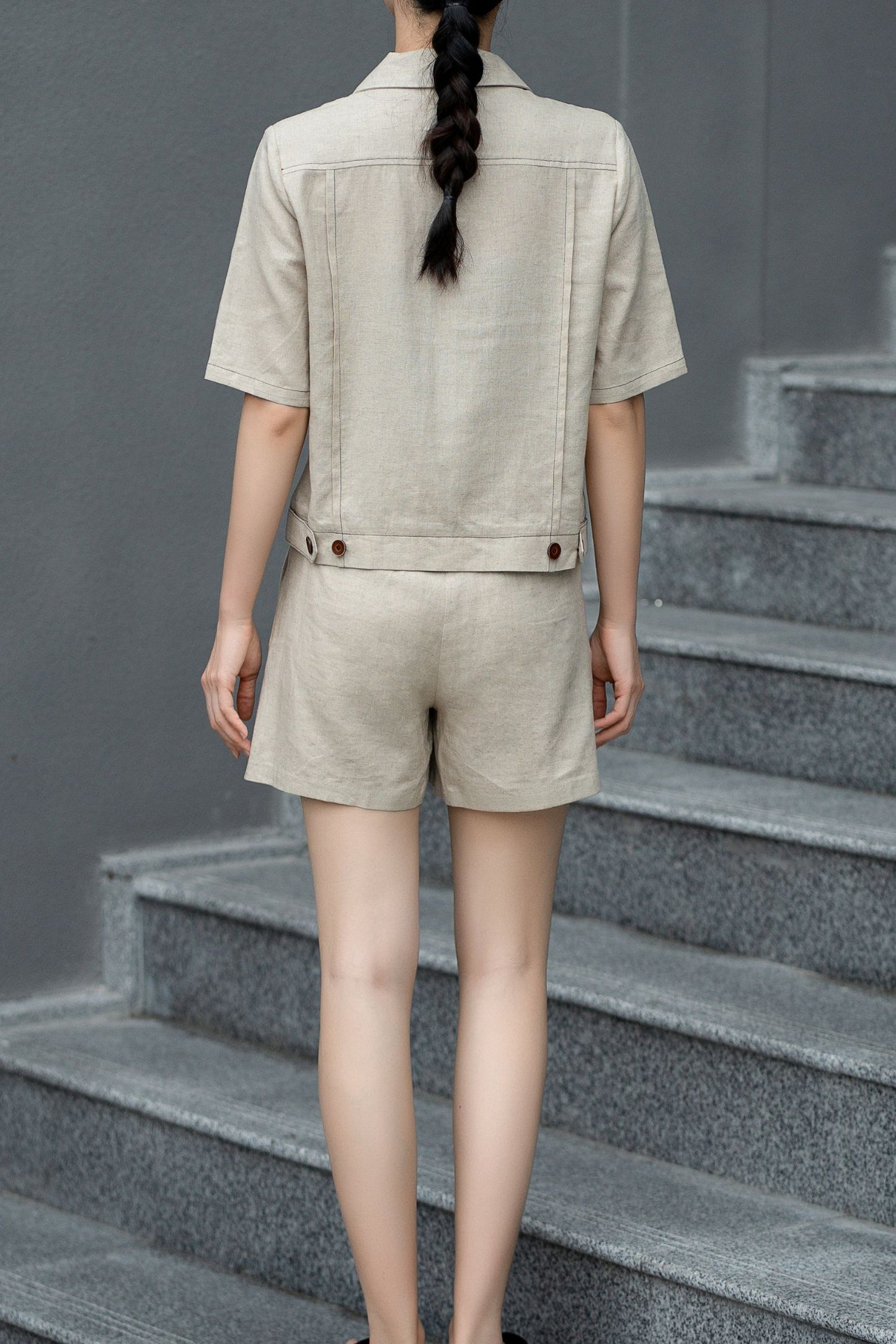 Natural Urban linen shorts women c4842