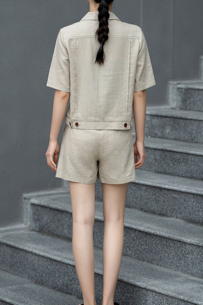 Natural Urban linen shorts women c4842