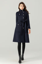 Load image into Gallery viewer, Womens Navy Blue Wool Coat C3699
