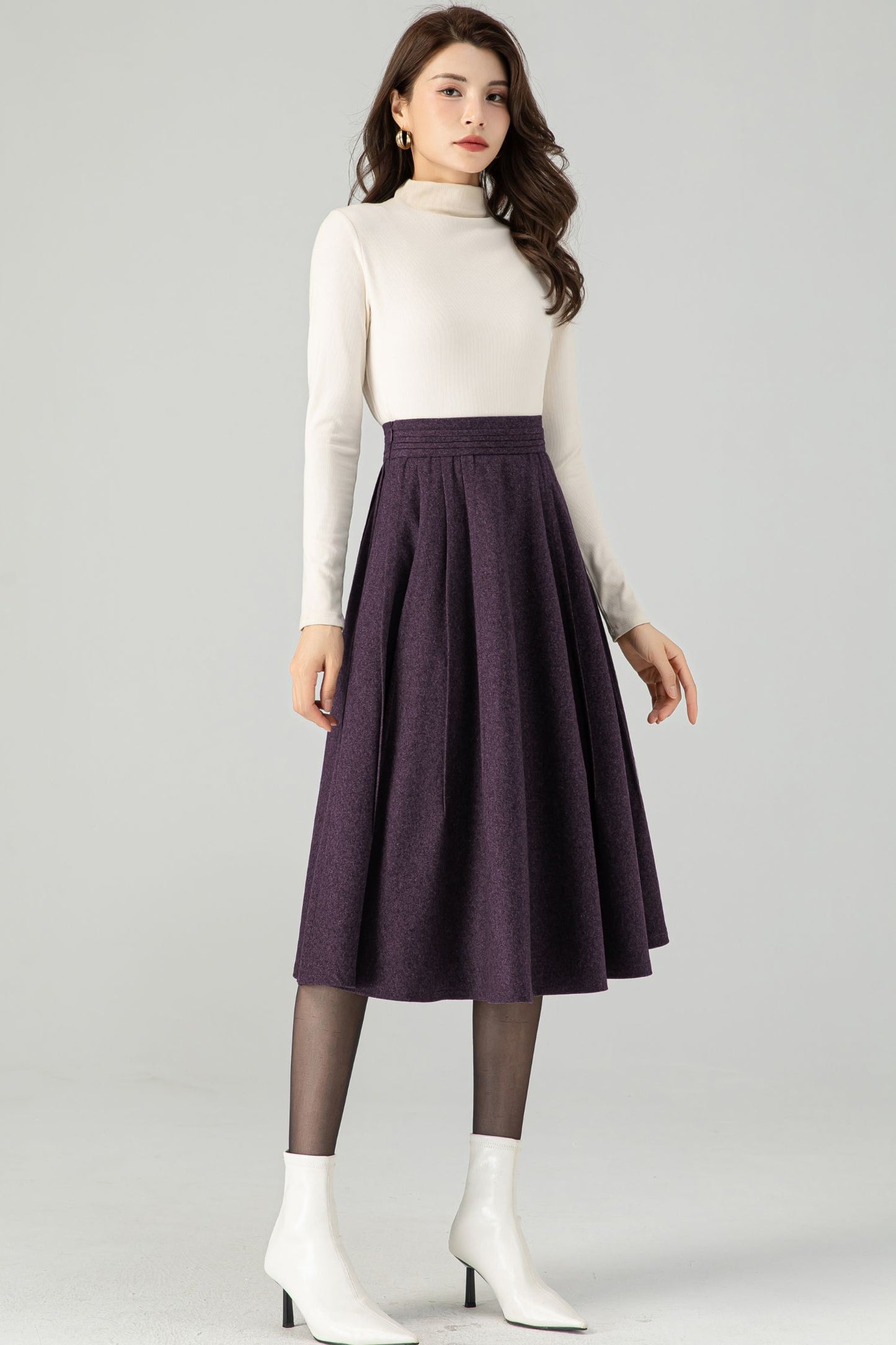 Midi Purple Wool Skirt C4520