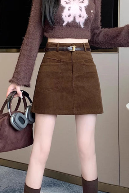 Vintage inspired short a line corduroy skirt C4637