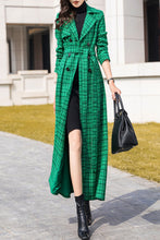 Load image into Gallery viewer, Women&#39;s Autumn and winter green plaid coat C4213
