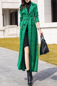 Women's Autumn and winter green plaid coat C4213