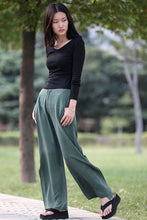 Load image into Gallery viewer, Women&#39;s Green Split Wide Leg Pants C292
