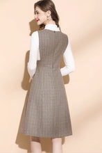 Load image into Gallery viewer, Plaid Wool Pinafore Dress, winter sleeveless woll dress C3447
