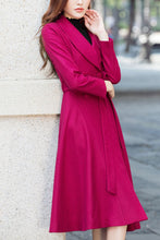 Load image into Gallery viewer, Winter rose red double-breasted wool coat C4205
