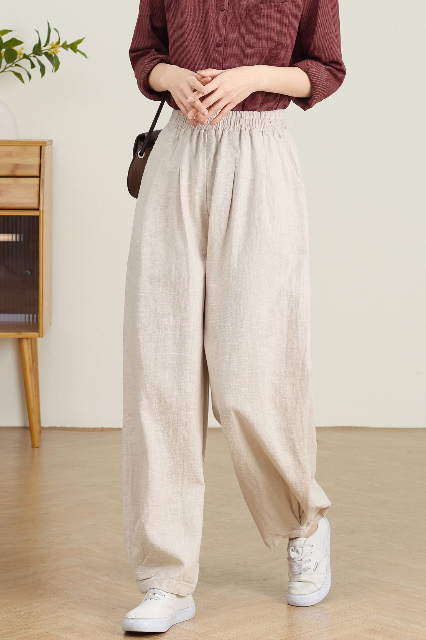 Spring Casual Linen Pants for Women C4726