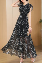 Load image into Gallery viewer, black floral dress women summer C4090
