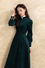 Load image into Gallery viewer, Green Corduroy Midi Dress C4464
