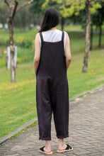 Load image into Gallery viewer, Women Linen Casual dark grey Jumpsuit C4018
