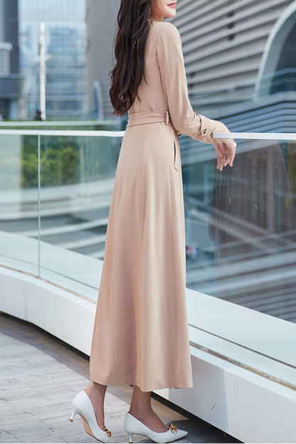 Khaki women spring and autumn trench coat C4195