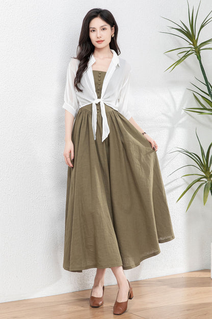 Sleeveless Linen Pinafore Dress C4763