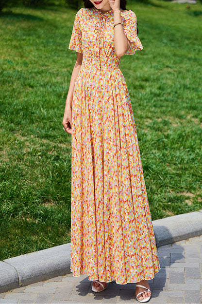 Summer chiffon floral dress women C4113